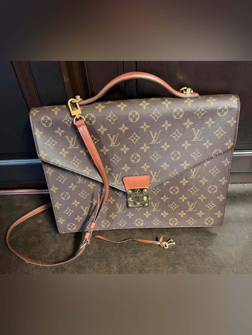 Authentic Louis Vuitton Vintage Monogram Porte Documents Bandouliere Briefcase - Picture 2 of 8